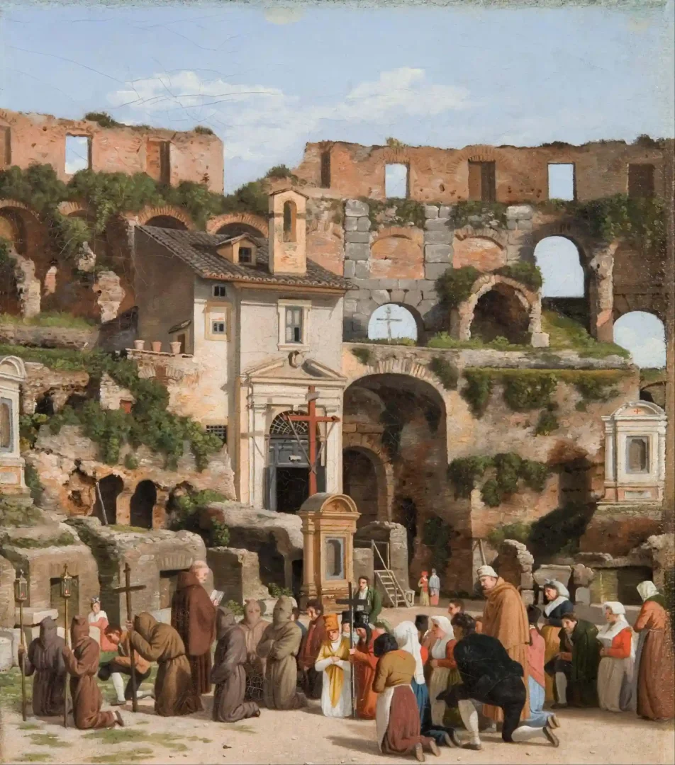 El Coliseo de Roma a través del tiempo - Christoffer Wilhelm Eckersberg View of the interior of the Colosseum Google Art Project